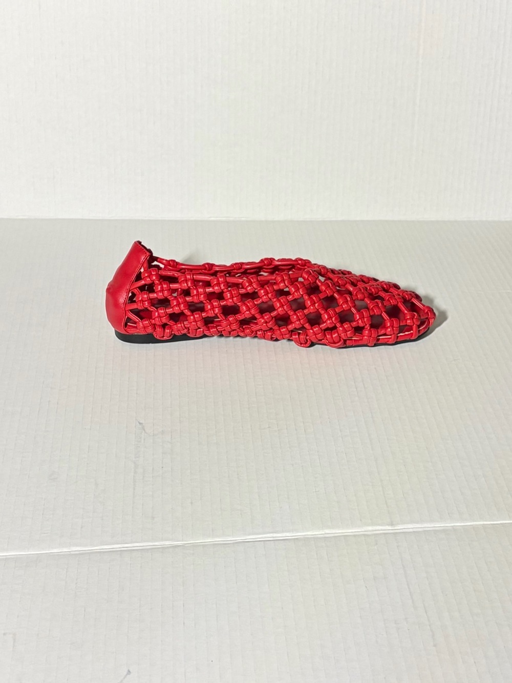 Red Woven Leather Flats - Picture 7 of 9